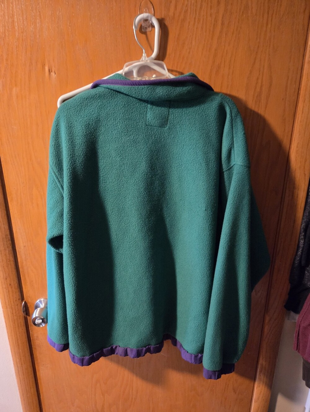 Green Fleece Jacket with Purple Trim - Mens Outerwear